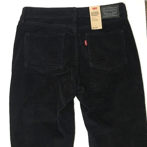 Levis Corduroy Black Classic Mid Rise Skinny Corduroy Jeans Pants size 30 and 31 - Picture 7 of 11